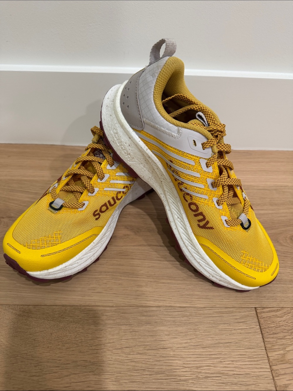 Saucony Women's Yellow and Burgundy Running Sneakers